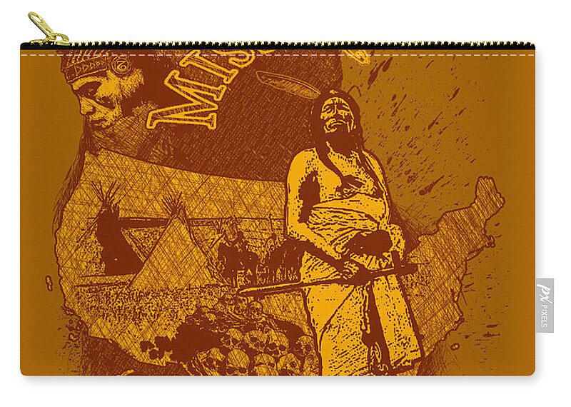 Indian Zip Pouch featuring the mixed media Missing by Tony Koehl