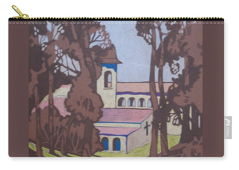 Mission Zip Pouch featuring the mixed media Mission 1 by Barbara Prestridge