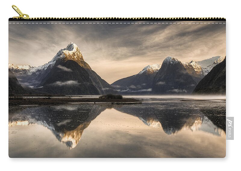 00446721 Carry-all Pouch featuring the photograph Mitre Peak And Milford Sound by Colin Monteath
