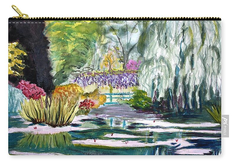 Monet Zip Pouch featuring the painting Monet's Jardin de l'Eau by Donna Walsh
