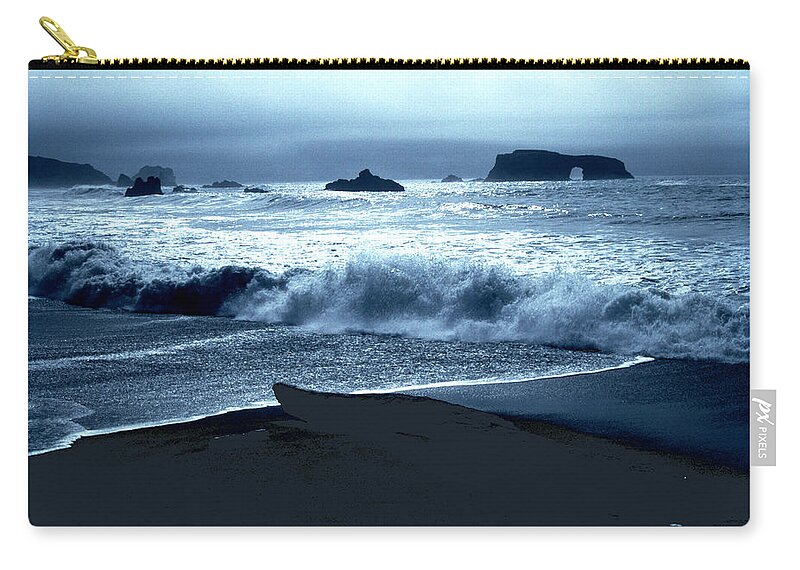 Dramatic Zip Pouch featuring the photograph Arch Rock Northern California Coast by Tom Wurl