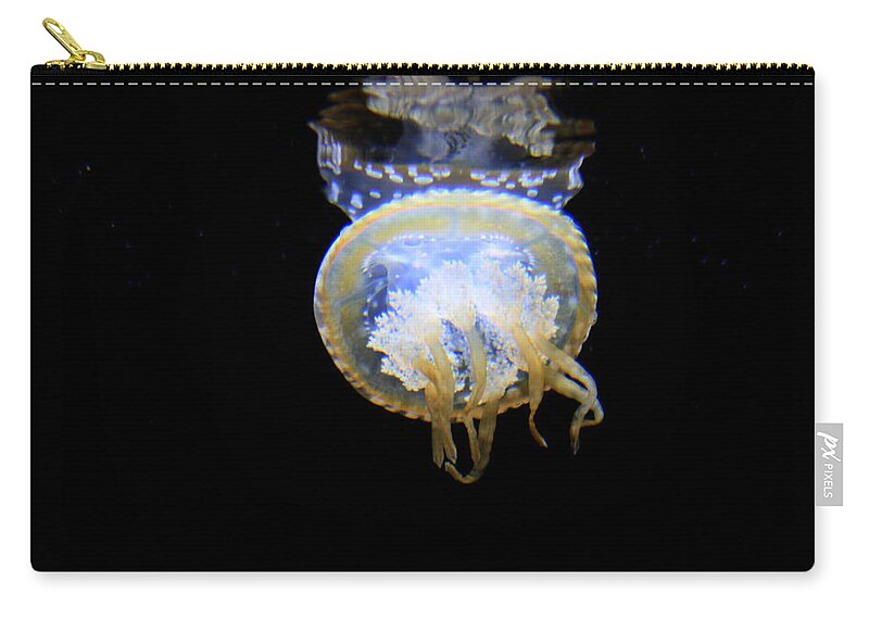 Waikiki Aquarium Zip Pouch featuring the photograph Moon Lit Jelly by Jennifer Bright Burr