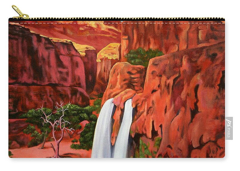 Grand Canyon Zip Pouch featuring the painting Morning in the Canyon by Daniel Carvalho