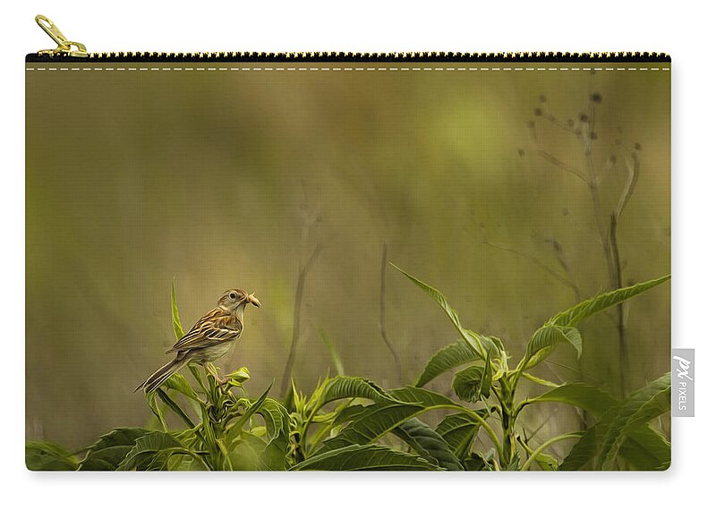 Sparrow Zip Pouch featuring the photograph Morning Sparrow Catch by Bill and Linda Tiepelman