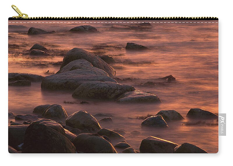00760114 Zip Pouch featuring the photograph Morning Sun Reflecting In Rocky Water by Christian Ziegler