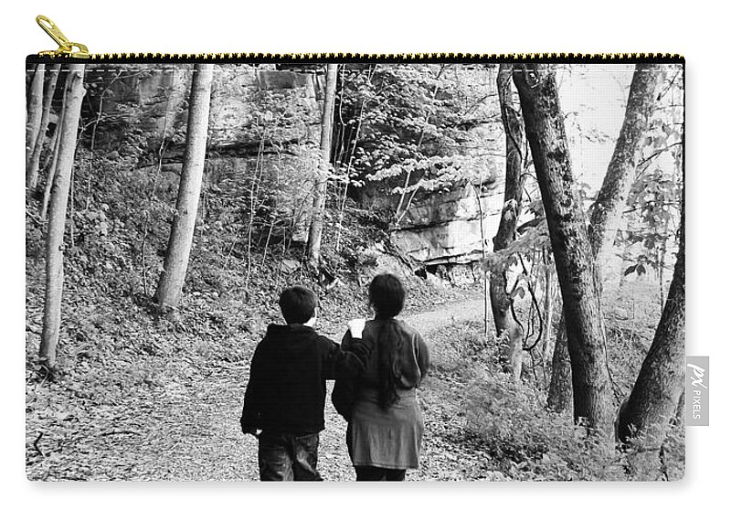 Mother And Son Zip Pouch featuring the digital art Mother and Son Together by Lisa Lambert-Shank
