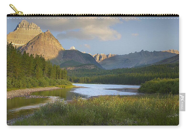 00176100 Zip Pouch featuring the photograph Mount Wilbur At Fishercap Lake Glacier by Tim Fitzharris
