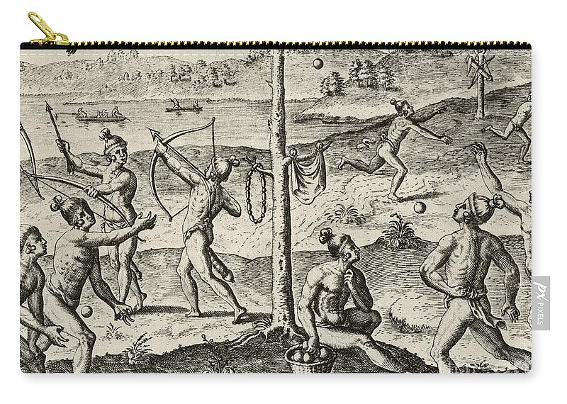 Illustration Zip Pouch featuring the photograph Native American Sports, C. 1500s by Photo Researchers