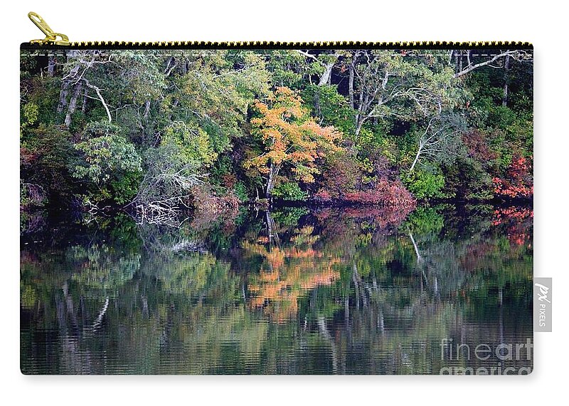 Fall Foliage Zip Pouch featuring the photograph New England Fall Reflection by Carol Groenen