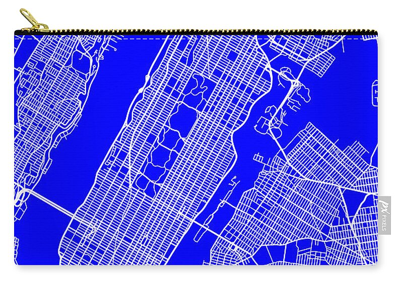 New York City Zip Pouch featuring the photograph New York City Map Streets Art Print  by Keith Webber Jr