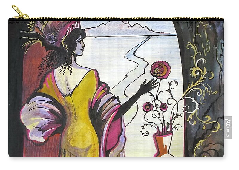 Woman Zip Pouch featuring the painting Next to the window by Valentina Plishchina