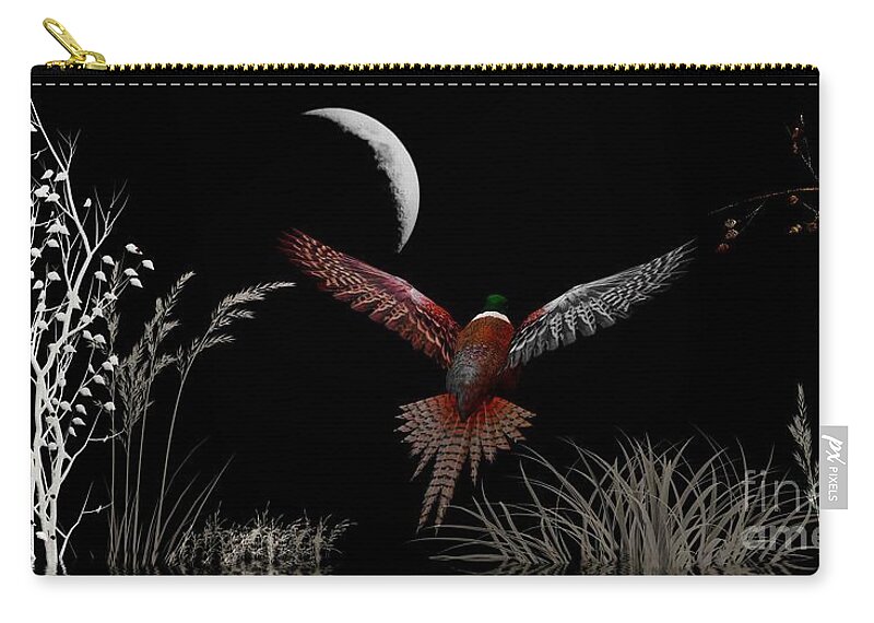 Bird Zip Pouch featuring the mixed media Night Flight by Elaine Manley