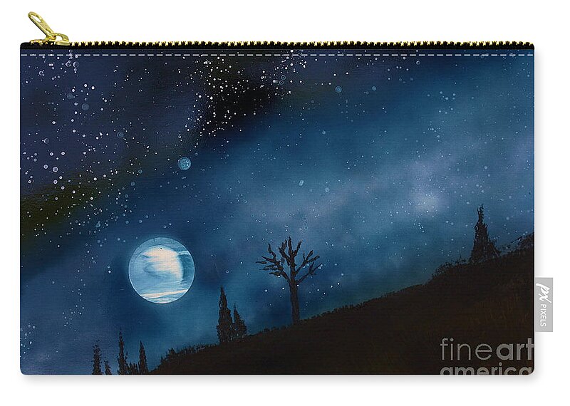 Spray Zip Pouch featuring the painting Night Sky by Bill Richards
