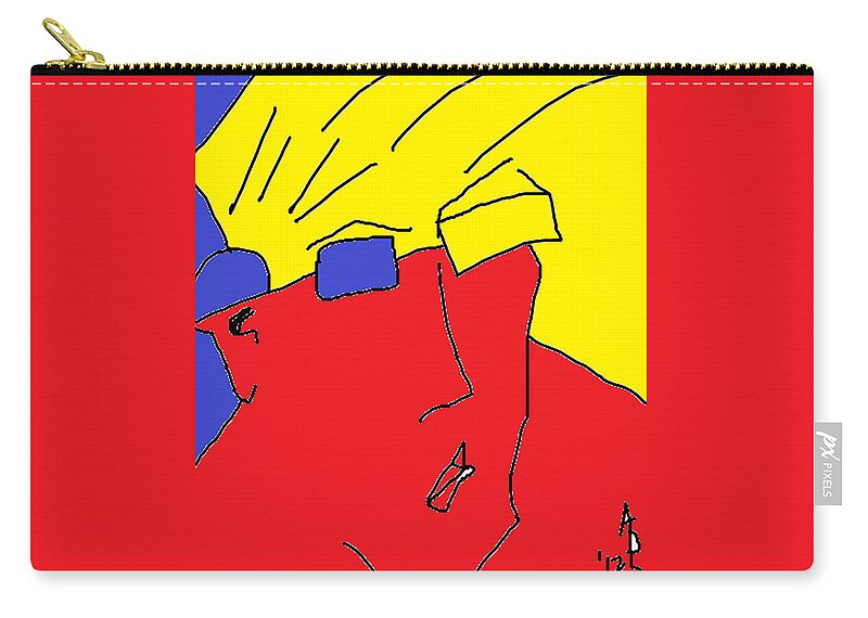 Pop Art Zip Pouch featuring the painting Nik on Computer by Anita Dale Livaditis