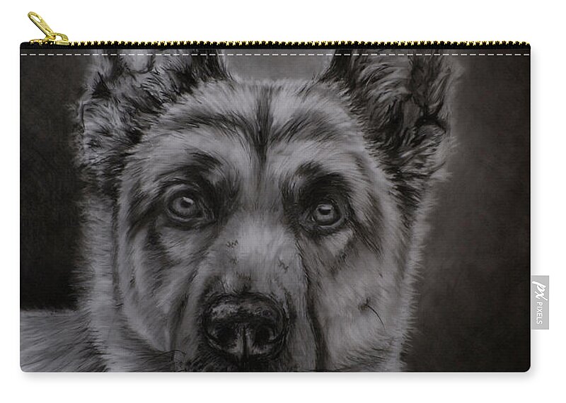 German Shepherd Dog Zip Pouch featuring the painting Noble - German Shepherd Dog by Michelle Wrighton