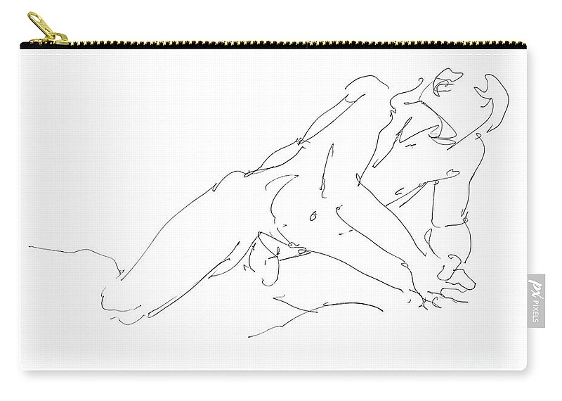 Male Zip Pouch featuring the drawing Nude Male Drawings 10 by Gordon Punt