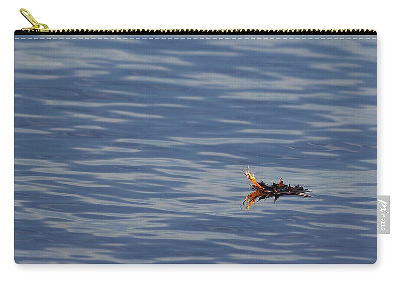 Water Zip Pouch featuring the photograph Oak Leaf Floating by Daniel Reed