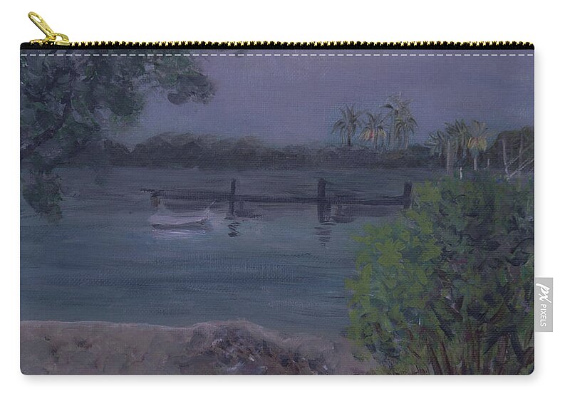 Ocean Zip Pouch featuring the painting Ocean Reef Park Rainy Day by Donna Walsh