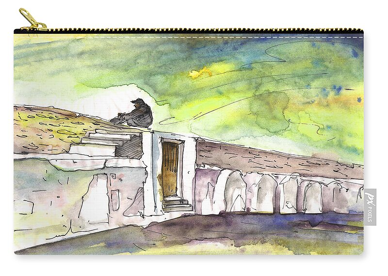 Travel Sketch Zip Pouch featuring the painting Old and Lonely in Crete 01 by Miki De Goodaboom