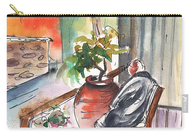 Travel Art Zip Pouch featuring the painting Old and Lonely in Crete 03 by Miki De Goodaboom