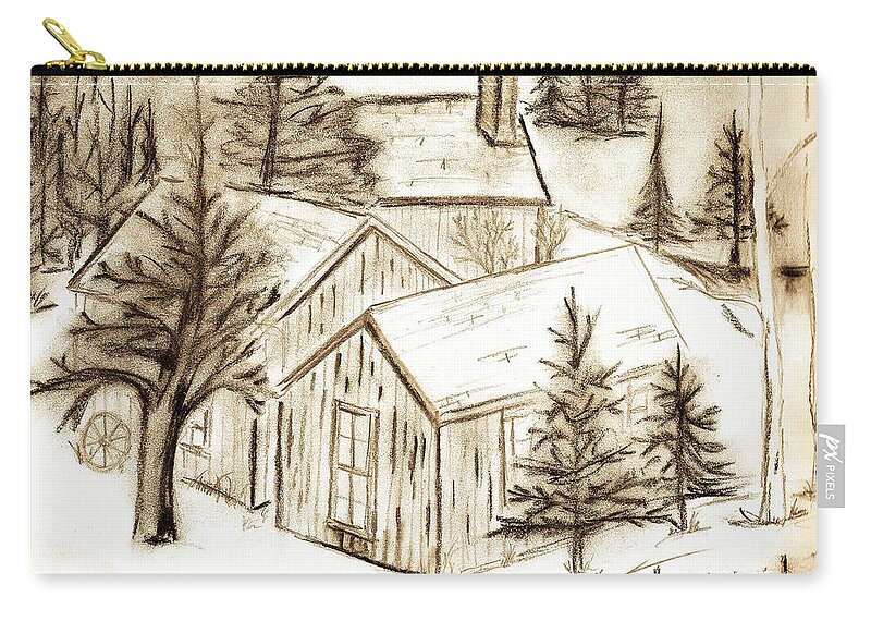 Buildings Zip Pouch featuring the drawing Old Colorado by Shannon Harrington