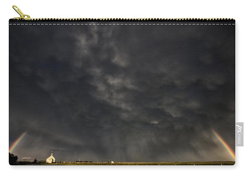 Cross Zip Pouch featuring the digital art Old Country Church by Mark Duffy