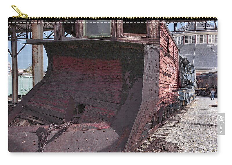 B&o Railroad Museum Zip Pouch featuring the photograph Old Railroad Snowplow At The B And O Railroad Museum In Baltimore Maryland by William Kuta