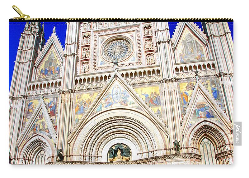 Orvieto Zip Pouch featuring the photograph Orvieto Cathedral by Valentino Visentini