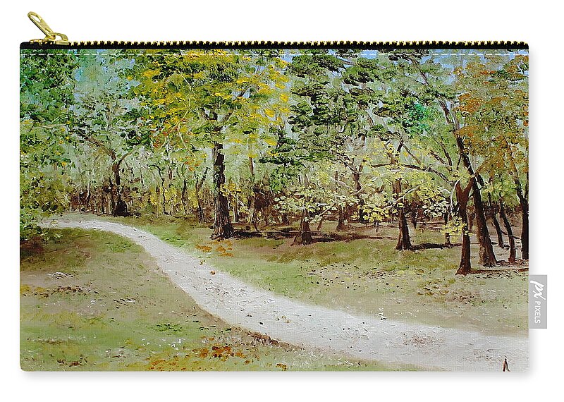 Otter Springs Zip Pouch featuring the painting Otter Springs Trail by Larry Whitler