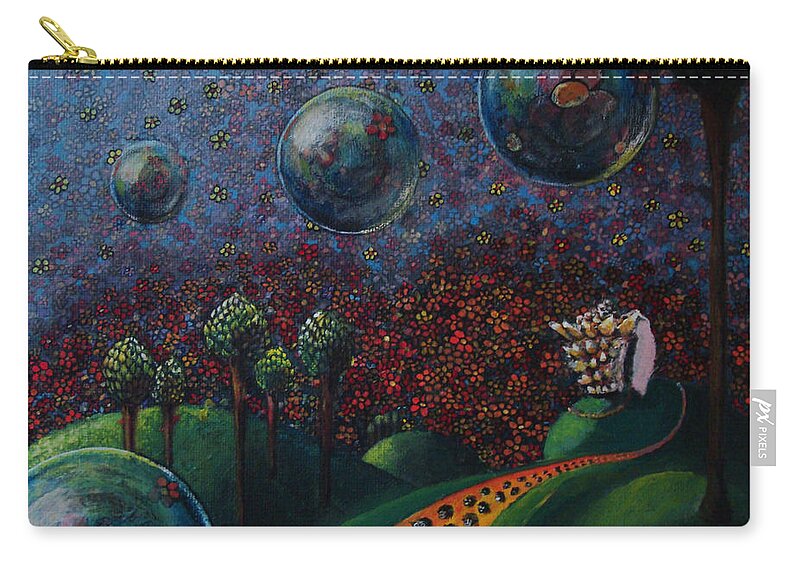 Flowers Carry-all Pouch featuring the painting Out of Her Shell by Mindy Huntress