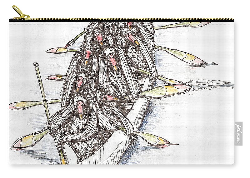 Vultures Zip Pouch featuring the drawing Paddling by R Allen Swezey