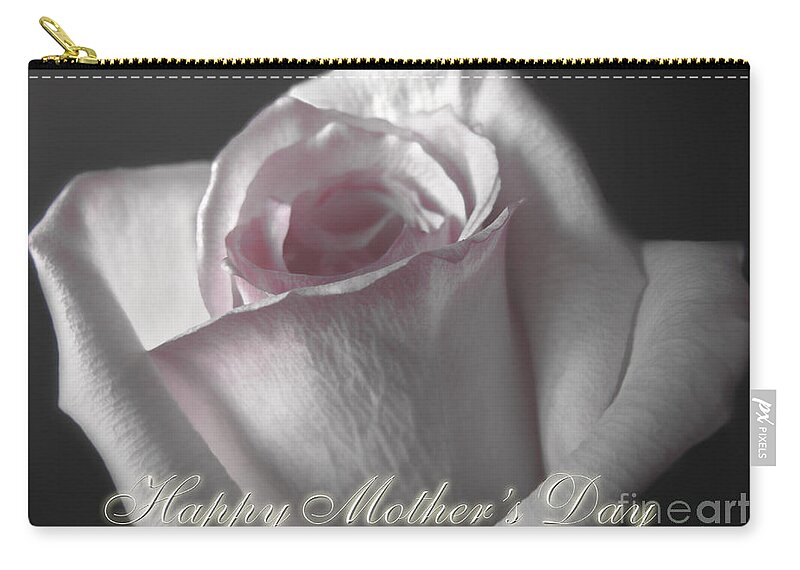 Nature Zip Pouch featuring the photograph Pale Pink rose greeting card Mother's Day by Debbie Portwood