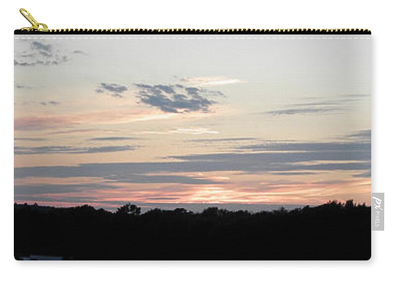 Panoramic Zip Pouch featuring the photograph panoramic farm sunset in CT USA by Kim Galluzzo