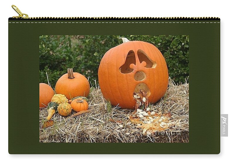 Pumpkins Zip Pouch featuring the photograph Party Pumpkin by Living Color Photography Lorraine Lynch