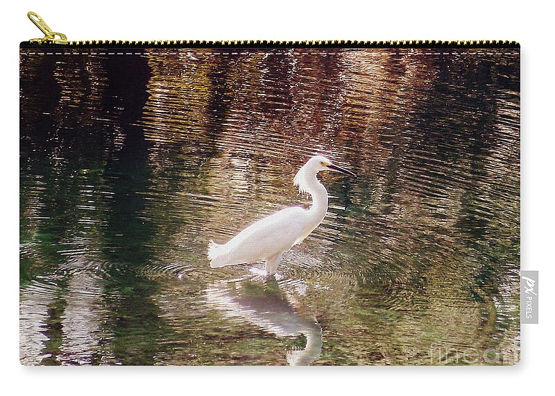 Egret Zip Pouch featuring the photograph Peaceful Waters by Lydia Holly