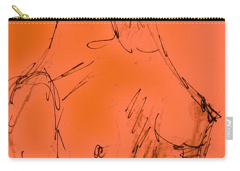 Nude Zip Pouch featuring the drawing Pen sketch by Julie Lueders 