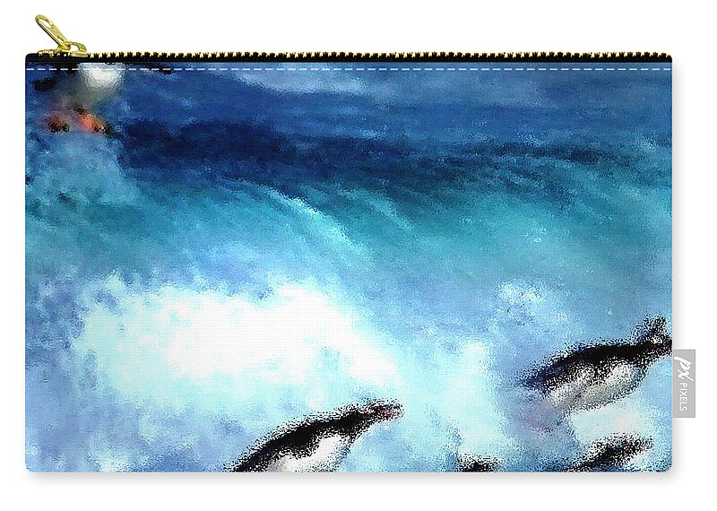 Colette Zip Pouch featuring the painting Penquin Play by Colette V Hera Guggenheim