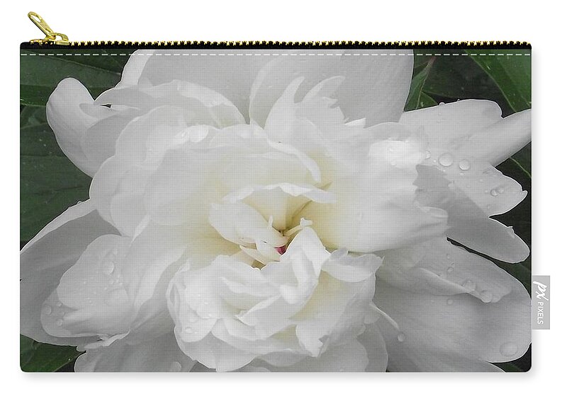 White Peony Zip Pouch featuring the photograph Peony by Michelle Welles
