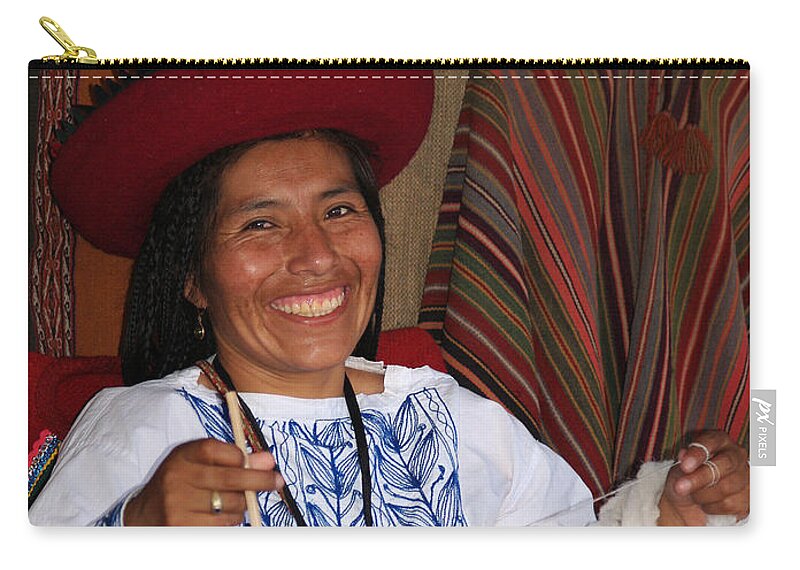 Peru Zip Pouch featuring the photograph Peruvian Weaver by Nora Martinez