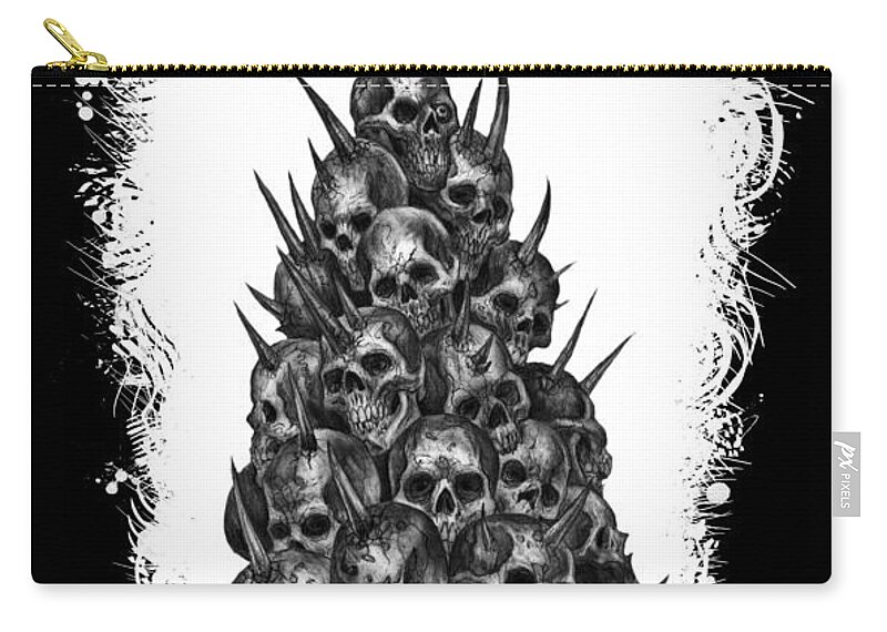 Sketch The Soul Zip Pouch featuring the mixed media Pile of Skulls by Tony Koehl