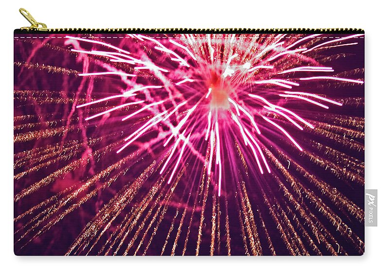 Fireworks Zip Pouch featuring the photograph Pink Burst by Paul Mangold