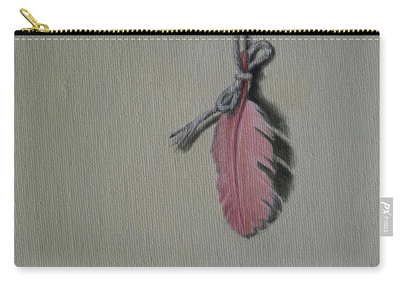 Noewi Zip Pouch featuring the painting Pink Feather by Jindra Noewi