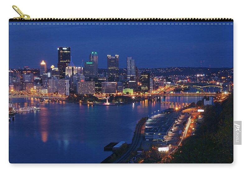 Pittsburgh Zip Pouch featuring the photograph Pittsburgh in Blue by Michelle Joseph-Long
