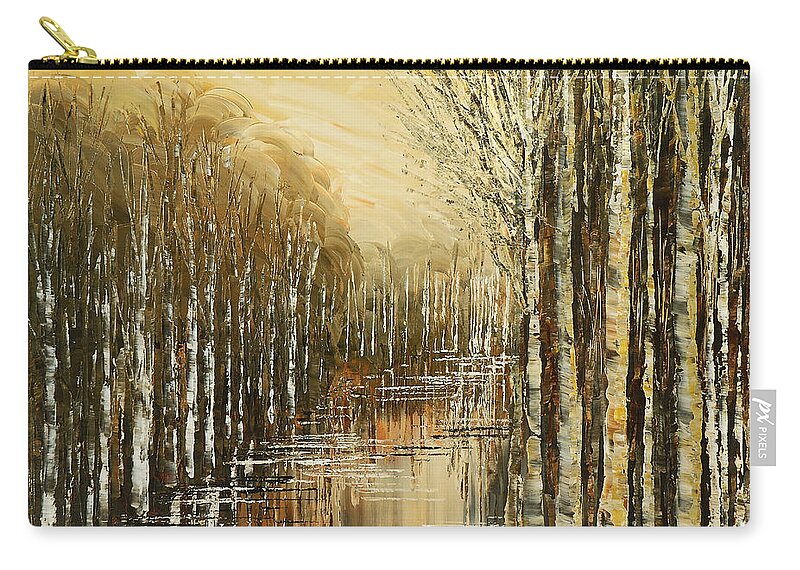 Impressionist Zip Pouch featuring the painting Pond Security by Tatiana Iliina