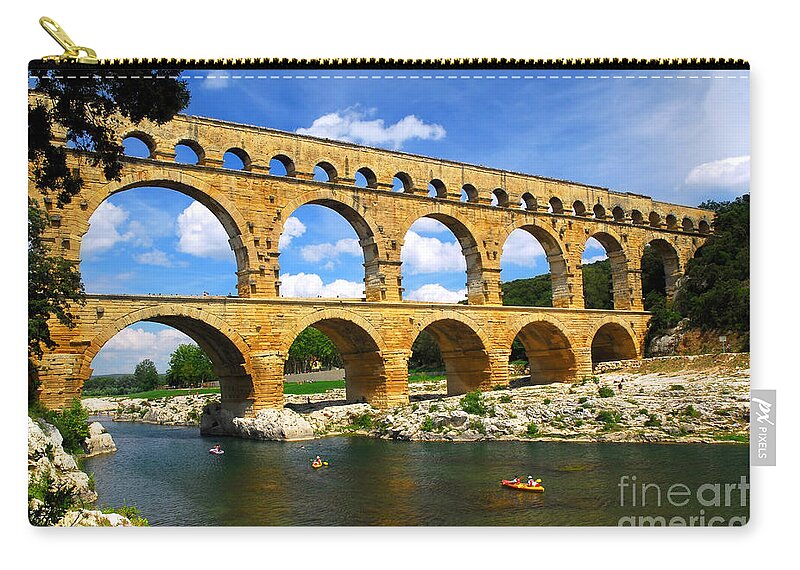 Pont Zip Pouch featuring the photograph Pont du Gard by Elena Elisseeva