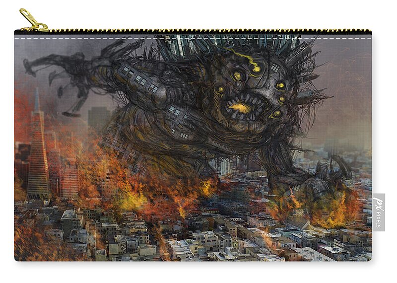 Arkaik Zip Pouch featuring the mixed media Population Implosion by Tony Koehl
