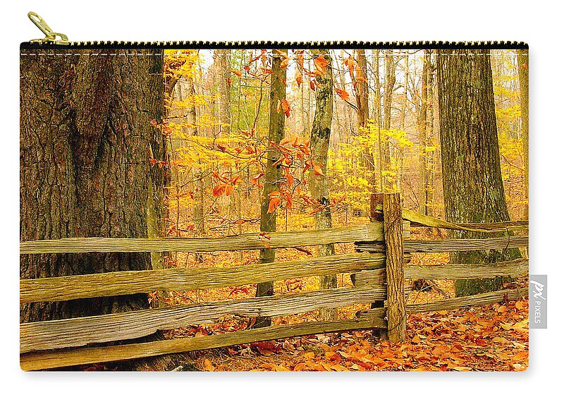 Autumn Zip Pouch featuring the photograph Post and Rail by Parrish Todd