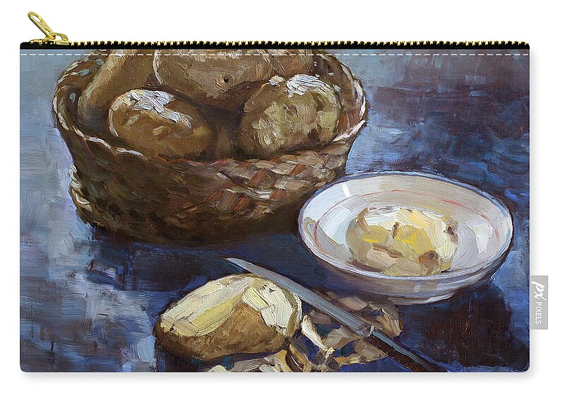 Potatoes Zip Pouch featuring the painting Potatoes by Ylli Haruni