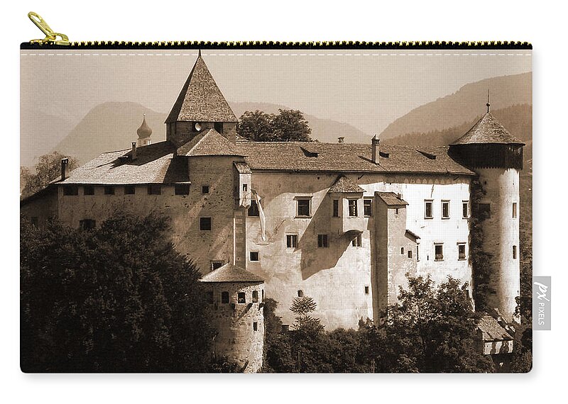 Sepia Zip Pouch featuring the photograph Prosels Castle by Donna Corless