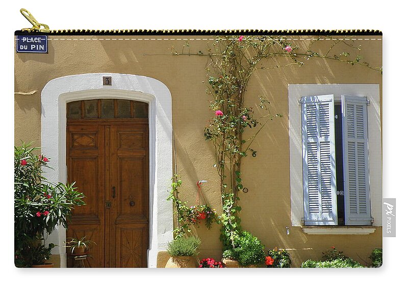 Provence Zip Pouch featuring the photograph Provence Door 3 by Lainie Wrightson